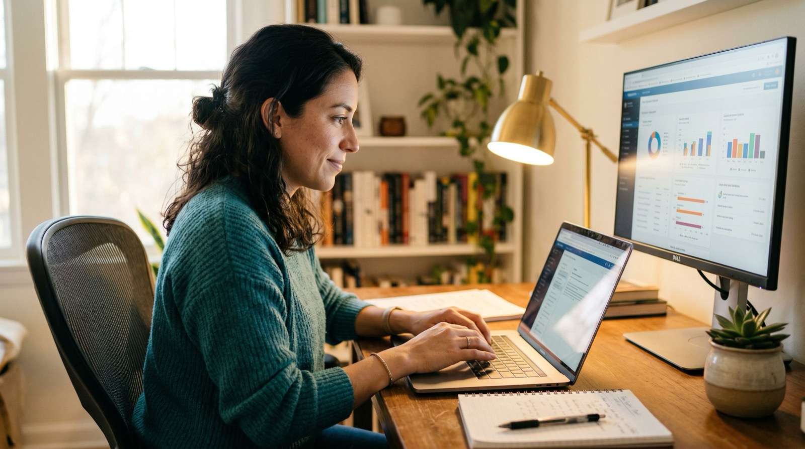 Team member working at a modern home office